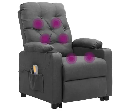 Masāžas Krēsls, Paceļams, Gaiši Pelēks Audums Vidaxl