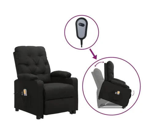 Masāžas Krēsls, Paceļams, Atgāžams, Melns Audums Vidaxl