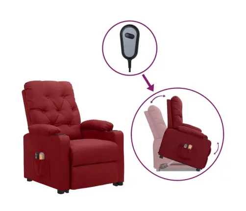 Atsistojantis Masažinis Krėslas, Raudonojo Vyno, Audinys