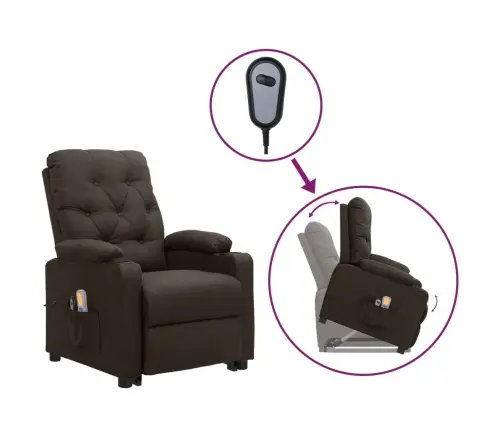 Püsti Tõusmist Toetav Massaažitool, Tumepruun, Kangas