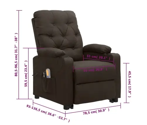 Püsti Tõusmist Toetav Massaažitool, Tumepruun, Kangas