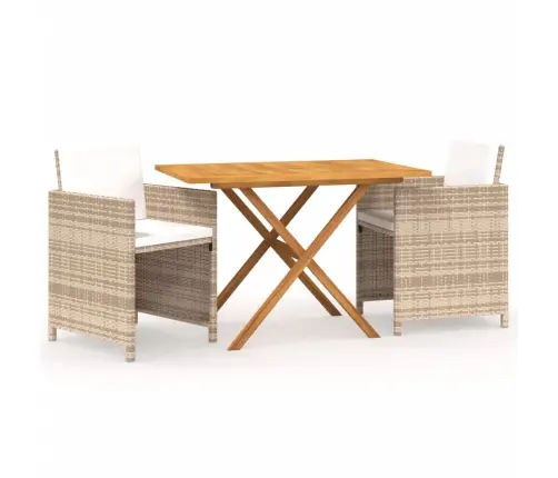 3-Osaline Aiamööbli Komplekt Patjadega, Beež