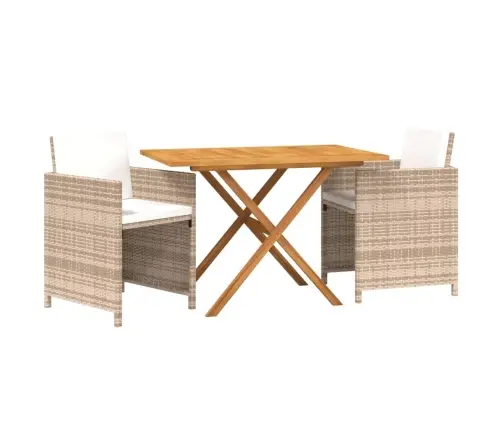 3-Osaline Aiamööbli Komplekt Patjadega, Beež