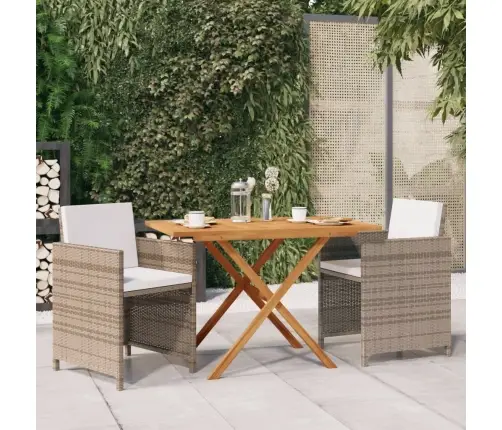 3-Osaline Aiamööbli Komplekt Patjadega, Beež