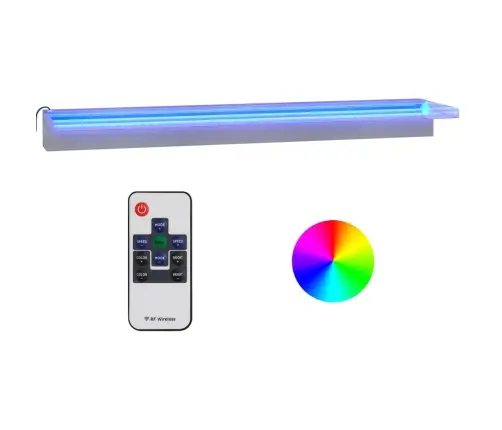 Ūdenskritums Ar Rgb Led Gaismām, Nerūsējošs Tērauds, 90 Cm Vidaxl