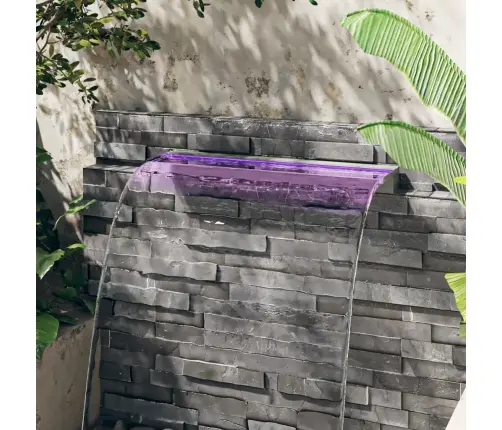 Ūdenskritums Ar Rgb Led Gaismām, Nerūsējošs Tērauds, 90 Cm Vidaxl