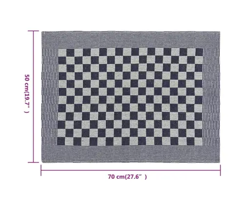 Virtuvės Rankšluosčiai, 20Vnt., Mėlyni/Balti, 50X70cm Medvilnė