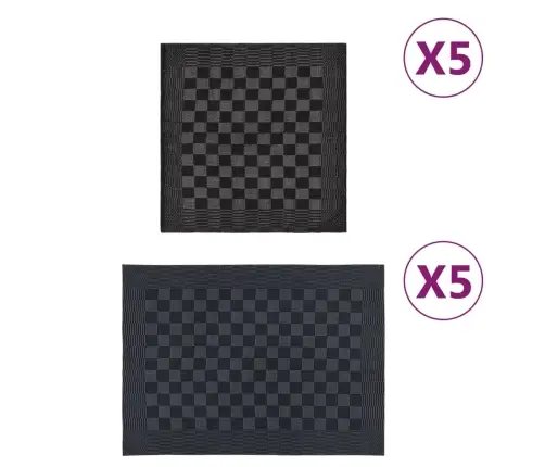 Dvieļu Komplekts, 10 Gab., Melni Un Pelēki, Kokvilna Vidaxl