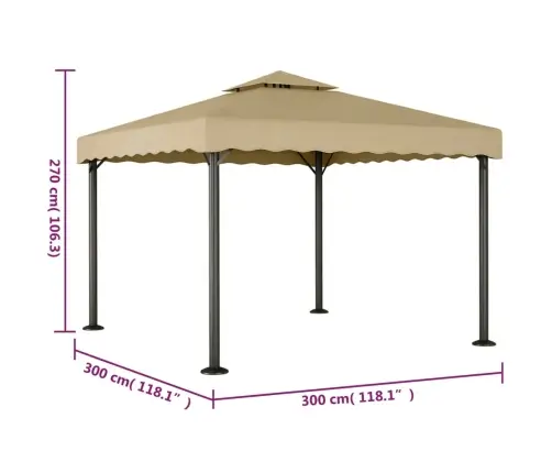 Nojume, Pelēkbrūna, 3X3 M, Alumīnijs Un Tērauds Vidaxl