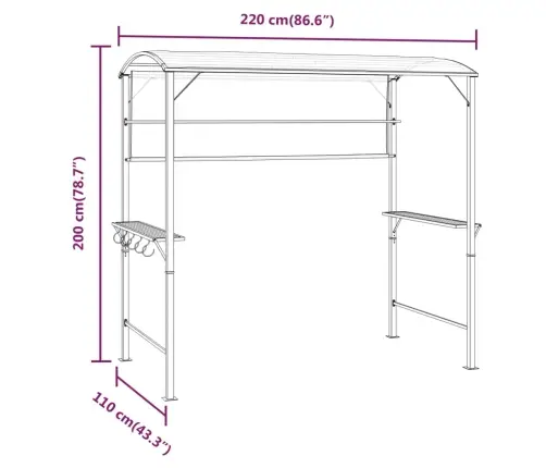 Pavėsinė Su Stogu, Kreminės Spalvos, 220X110X200Cm