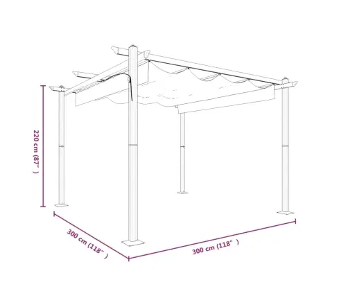 Dārza Nojume Ar Izvelkamu Jumtu, 3X3 M, Krēmkrāsas Vidaxl
