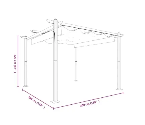 Varjualune Eemaldatava Katusega, 3 X 3 M, Pruunikashall