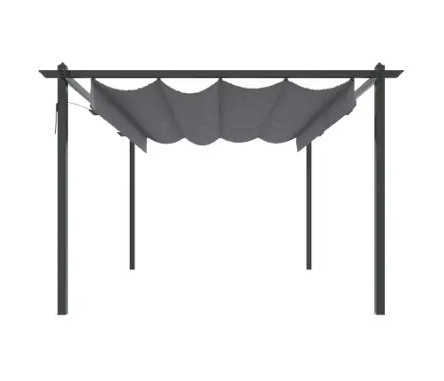 Dārza Nojume Ar Izvelkamu Jumtu, 4X3 M, Antracītpelēka Vidaxl