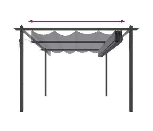 Dārza Nojume Ar Izvelkamu Jumtu, 4X3 M, Antracītpelēka Vidaxl