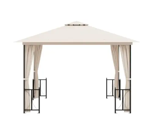 Nojume Ar Sānu Sienām Un Dubultu Jumtu, 3X3 M, Krēmkrāsas Vidaxl