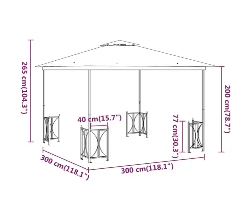 Nojume Ar Sānu Sienām Un Dubultu Jumtu, 3X3 M, Krēmkrāsas Vidaxl