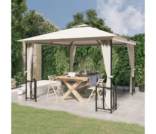 Nojume Ar Sānu Sienām Un Dubultu Jumtu, 3X3 M, Krēmkrāsas Vidaxl