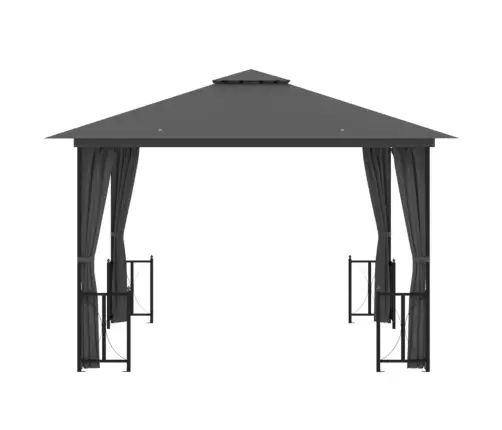 Nojume Ar Sānu Sienām Un Dubultu Jumtu, 3X3 M, Antracītpelēka Vidaxl