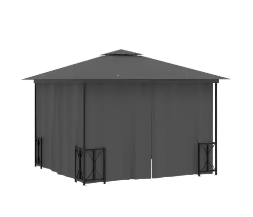 Nojume Ar Sānu Sienām Un Dubultu Jumtu, 3X3 M, Antracītpelēka Vidaxl