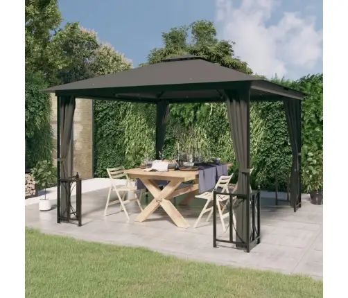 Nojume Ar Sānu Sienām Un Dubultu Jumtu, 3X3 M, Antracītpelēka Vidaxl