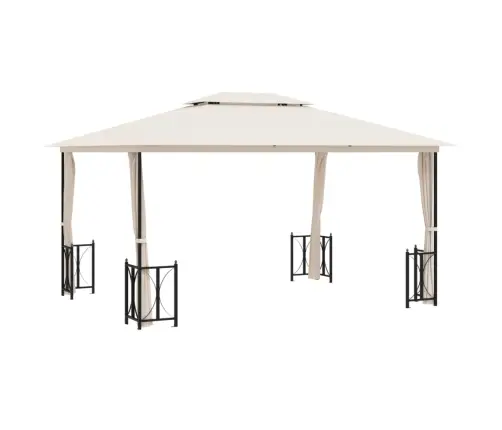 Pavėsinė Su Šoninėmis Sienomis Ir Stogu, Kreminė, 3X4M