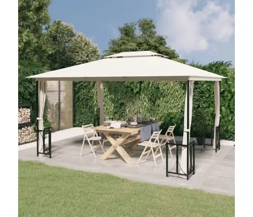 Pavėsinė Su Šoninėmis Sienomis Ir Stogu, Kreminė, 3X4M