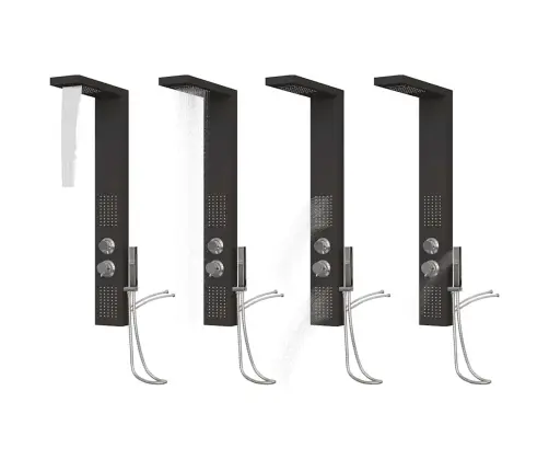 Dušas Sistēma Ar Paneli, Melna, Alumīnijs Vidaxl