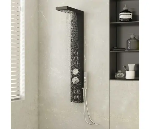 Dušas Sistēma Ar Paneli, Melna, Alumīnijs Vidaxl