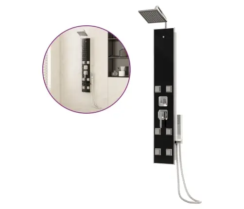 Dušas Sistēma Ar Paneli, 18X45,5X130 Cm, Stikls, Melna Vidaxl