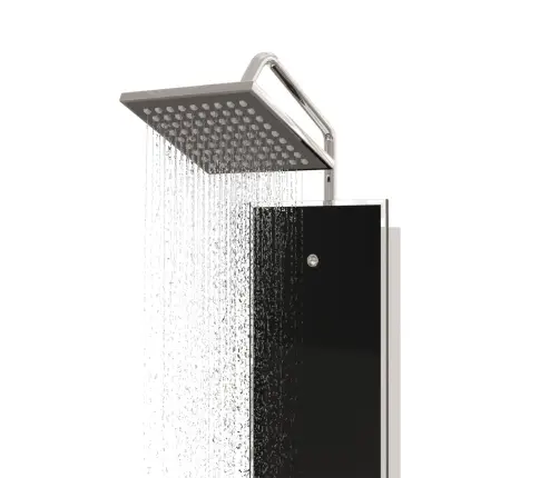 Dušas Sistēma Ar Paneli, 18X45,5X130 Cm, Stikls, Melna Vidaxl