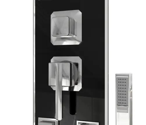 Dušas Sistēma Ar Paneli, 18X45,5X130 Cm, Stikls, Melna Vidaxl