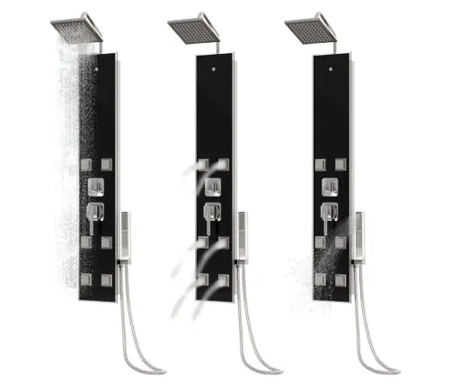 Dušas Sistēma Ar Paneli, 18X45,5X130 Cm, Stikls, Melna Vidaxl