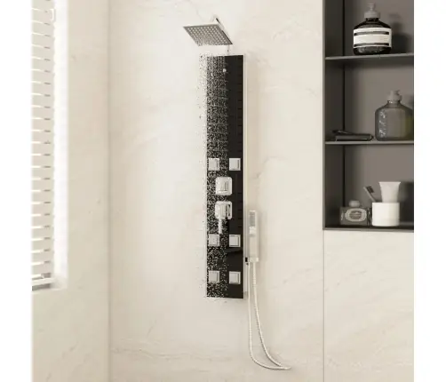 Dušas Sistēma Ar Paneli, 18X45,5X130 Cm, Stikls, Melna Vidaxl