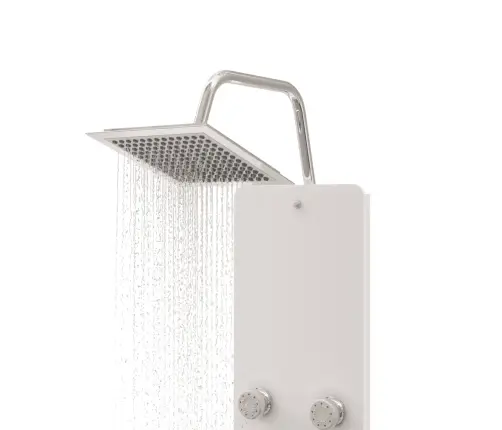 Dušas Sistēma Ar Paneli, 25X47,5X130 Cm, Stikls, Balta Vidaxl