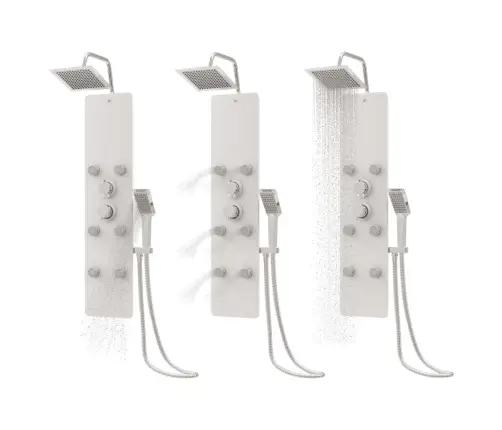 Dušas Sistēma Ar Paneli, 25X47,5X130 Cm, Stikls, Balta Vidaxl