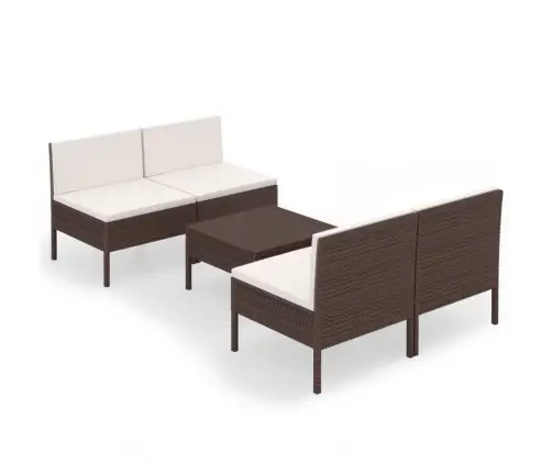 Sodo Komplektas Su Pagalvėlėmis, 5 Dalių, Rudas, Poliratanas