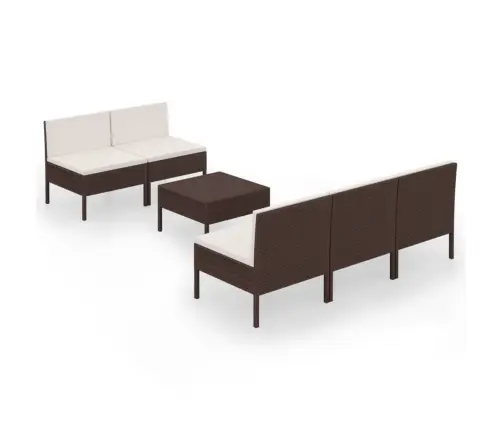 6-Daļīgs Dārza Atpūtas Mēbeļu Komplekts, Brūna Pe Rotangpalma Vidaxl