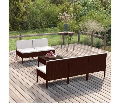 6-Daļīgs Dārza Atpūtas Mēbeļu Komplekts, Brūna Pe Rotangpalma Vidaxl