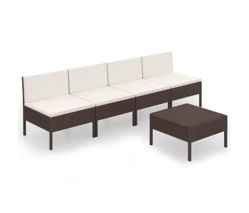 5-Osaline Aiamööbli Komplekt Patjadega, Polürotang, Pruun