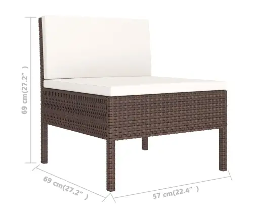 5-Osaline Aiamööbli Komplekt Patjadega, Polürotang, Pruun