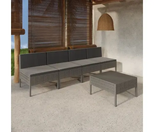 5-Daļīgs Dārza Mēbeļu Komplekts, Matrači, Pe Rotangpalma Vidaxl