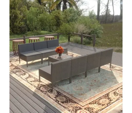 8-Daļīgs Dārza Mēbeļu Komplekts Ar Matračiem, Pe Rotangpalma Vidaxl