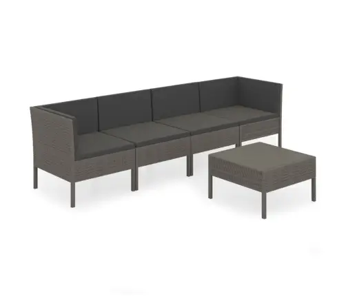 Sodo Komplektas Su Pagalvėlėmis, 5 Dalių, Pilkas, Poliratanas