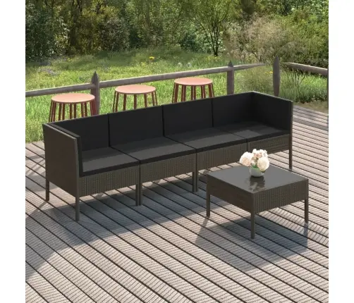 Sodo Komplektas Su Pagalvėlėmis, 5 Dalių, Pilkas, Poliratanas