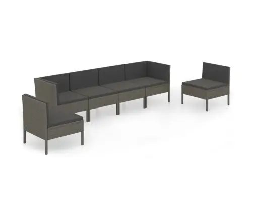 6-Osaline Aiamööbli Komplekt Patjadega, Polürotang, Hall