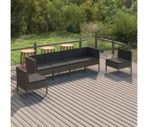 6-Osaline Aiamööbli Komplekt Patjadega, Polürotang, Hall