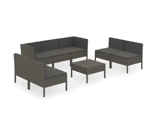 8-Osaline Aiamööbli Komplekt Patjadega, Polürotang, Hall