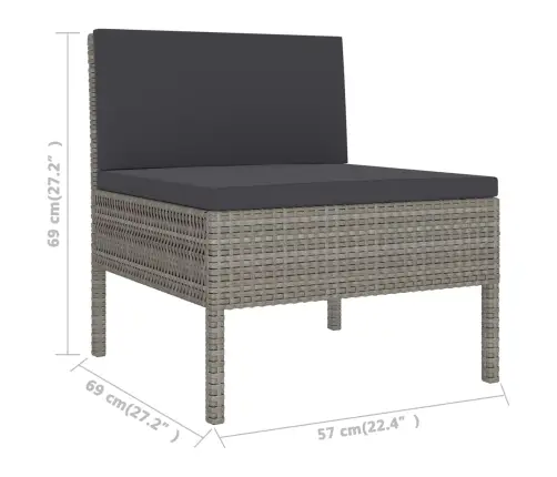 8-Osaline Aiamööbli Komplekt Patjadega, Polürotang, Hall