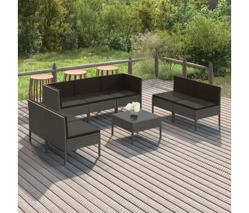 8-Osaline Aiamööbli Komplekt Patjadega, Polürotang, Hall