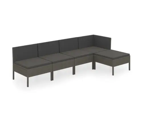 5-Osaline Aiamööblikomplekt Istmepatjadega, Polürotang, Hall
